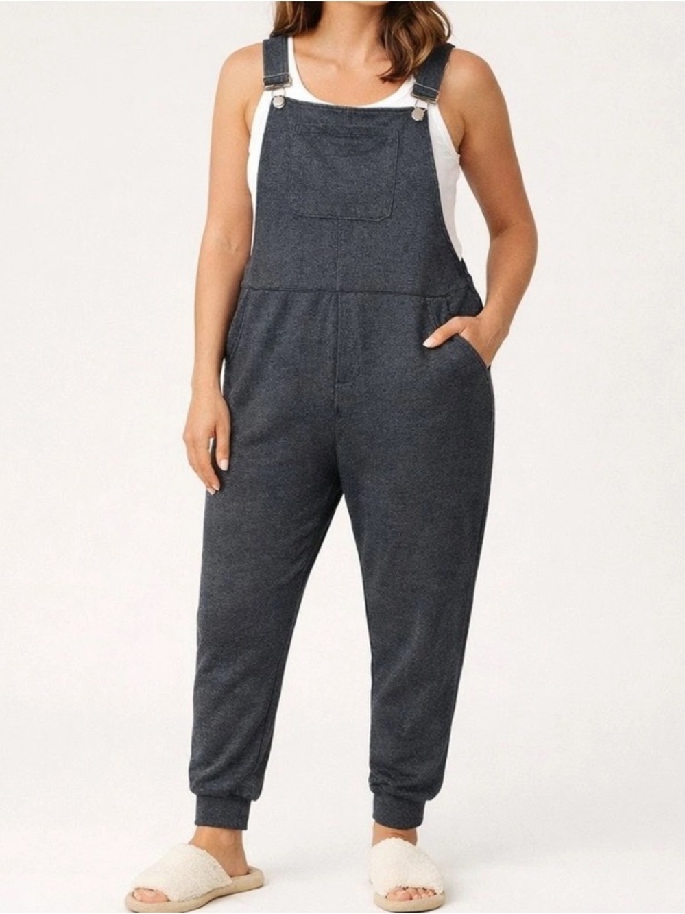Swoveralls Gray Sweatpant Overalls Size Large Unisex Jogger Bib Lounge Jumpsuit